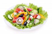 foto of roll  - Greek salad isolated on white with feta cheese and vegetables - JPG 
