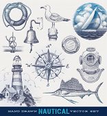 picture of objects  - Nautical hand drawn vector set - JPG 