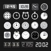 stock photo of watch  - Black and white different clocks collection - JPG 