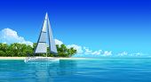 foto of nature  - Yacht near the tropic island - JPG 
