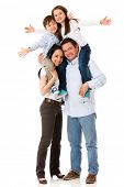 stock photo of family  - Family with arms up looking very happy  - JPG 