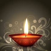 pic of religion  - stylish indian festival diwali diya on dark background - JPG 