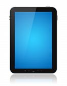 foto of blue  - Digital tablet PC with blue screen isolated on white - JPG 