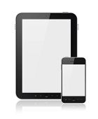picture of portable  - Modern digital tablet PC with mobile smartphone isolated on white - JPG 