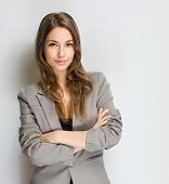 stock photo of attractive  - Portrait of an attractive stylish young brunette woman - JPG 