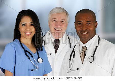 Picture or Photo of Group of doctors and nurses set in a hospital