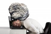 foto of pressure  - Concept of stress with businessman with a rock on the head - JPG 
