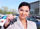 stock photo of transportation  - Woman with a Car keys - JPG 