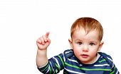 image of points  - Portrait of beautiful boy pointing finger - JPG 