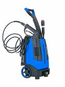 pic of pressure  - Blue pressure portable washer with inserted gun on pure white background - JPG 