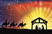 picture of man  - Illustration of traditional Christian Christmas Nativity scene with the three wise men - JPG 