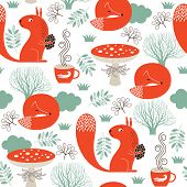 stock photo of animals  - seamless pattern with cute animals - JPG 