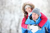 stock photo of man  - Happy winter travel couple - JPG 
