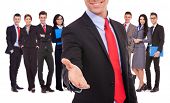 stock photo of handshake  - Isolated successful business team - JPG 