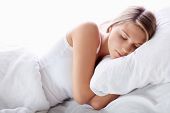 pic of rest  - Young girl sleeping in bed - JPG 