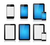 stock photo of portable  - Set of modern digital tablet PC with mobile smartphone like apple ipad and apple iphone - JPG 