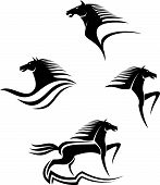picture of horse  - Set of black horses symbols for design isolated on white - JPG 