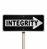 pic of integrity  - A road or street sign with the word Integrity to illustrate sincereity - JPG 
