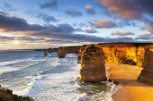 foto of sunset  - Twelve Apostles at sunset - JPG 