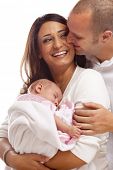 stock photo of family  - Happy Young Attractive Mixed Race Family with Newborn Baby - JPG 