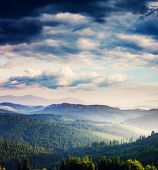 image of sunset  - Majestic sunset in the mountains landscape - JPG 