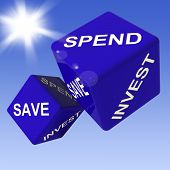 foto of investment  - Spend Save Invest Dice Showing Budgeting And Investing - JPG 