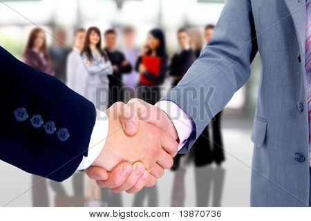 Picture or Photo of Handshake isolated on business background