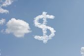image of blue sky  - A dollar sign cloud in a blue sky money - JPG 