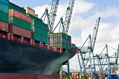 pic of industrial  - Cargo Ship Loading Containers in an Industrial Port - JPG 