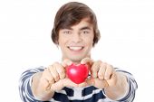 foto of bloodpressure  - Young man with heart - JPG 