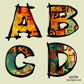 pic of art  - art set of sketching stylization alphabet in vector - JPG 