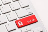 stock photo of security  - Red security button on the keyboard - JPG 