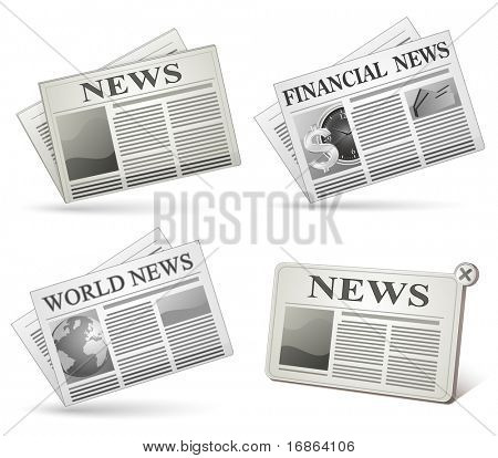 Picture or Photo of Newspaper icon set. Vector illustrations of newspaper.