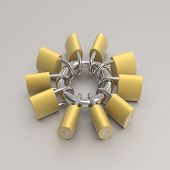 pic of conglomerate  - 3D model rendering of locks are locked and connected on a same steel hoop - JPG 