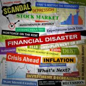 image of investment  - Headlines of the bad business economy and economic disaster cutouts in various fonts and colors - JPG 
