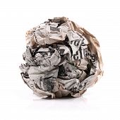 picture of newspaper  - newspaper ball isolated on a white background - JPG 