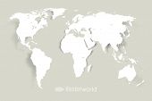 stock photo of globe  - Vector world illustration with smooth vector shadows and white map of the continents of the world - JPG 