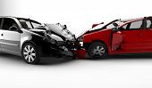 foto of transportation  - Two cars in an accident isolated on a white background - JPG 