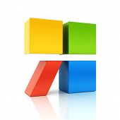 stock photo of stability  - Conceptual symbol with cubes and slash - JPG 