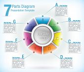 stock photo of segment  - Segmented wheel presentation template with seven differently colored segments each with an information text box attached - JPG 