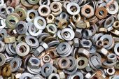 pic of hardware  - Nuts and washers in a drawer of hardware - JPG 