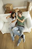stock photo of home  - Couple moving into new home - JPG 