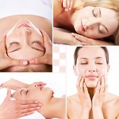 foto of facial  - Collage of facial and body massage - JPG 