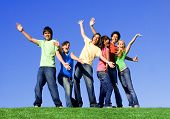 image of teenager  - happy smiling diverse group of youth teens teenagers or young people - JPG 