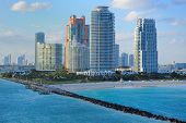 pic of beach  - Skyline of luxury high rise apartments on South Beach in Miami Florida - JPG 