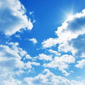 image of sky  - Blue sky with clouds and sun - JPG 