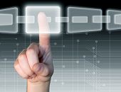 stock photo of option  - hand choosing one of the options - JPG 