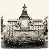 stock photo of da-vinci  - Leonardo da Vinci monument in Milan Italy - JPG 
