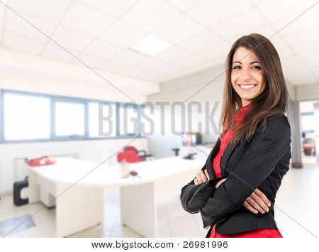 Picture or Photo of Portrait of a cute young business woman smiling, in an office environment
