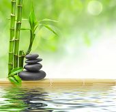 foto of nature  - spa concept zen basalt stones - JPG 